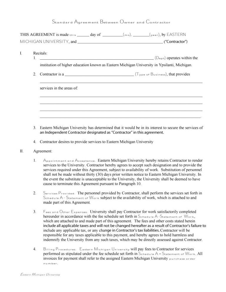 Free Independent Contractor Agreement Forms Templates Free