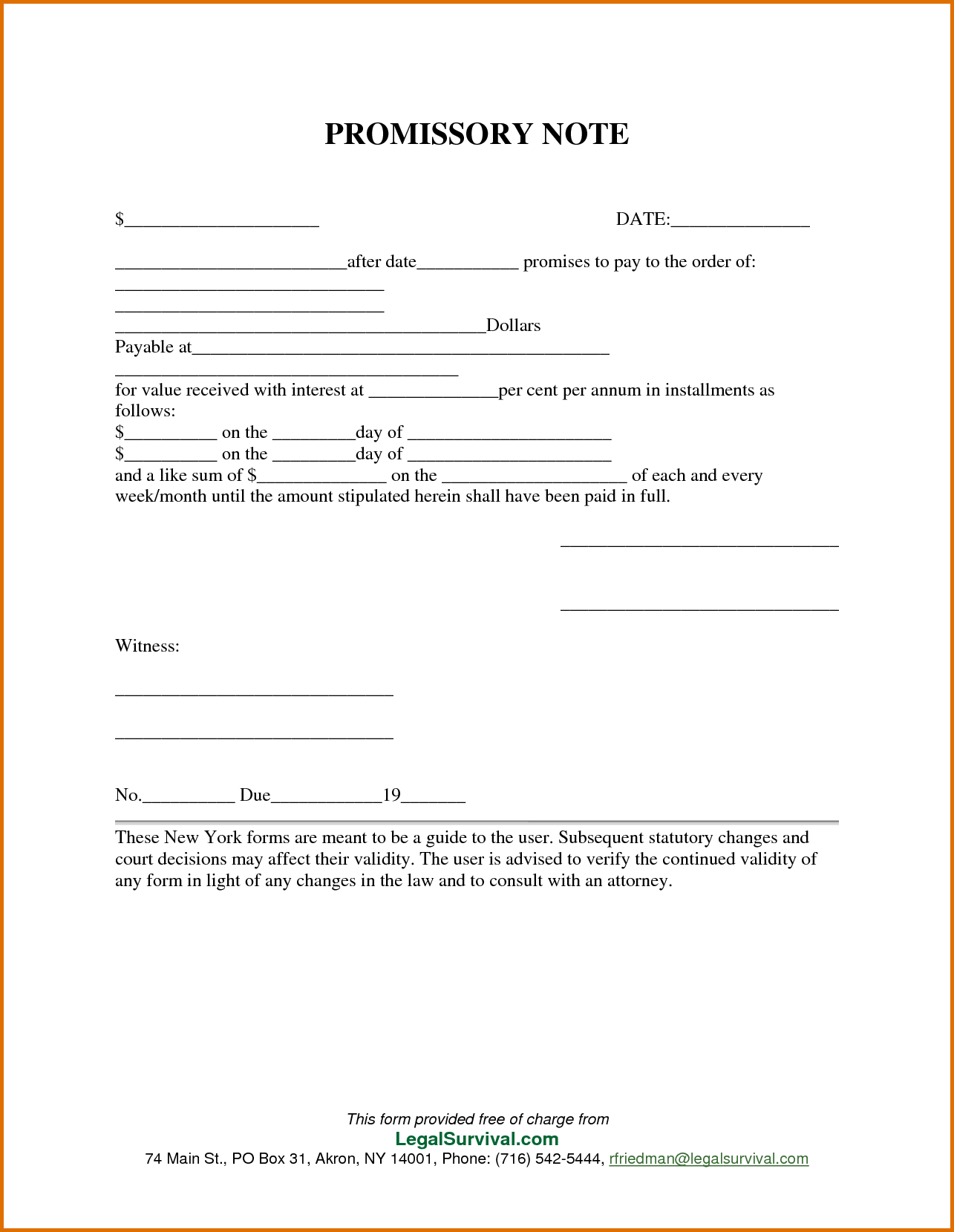 Promisorry Note Template
