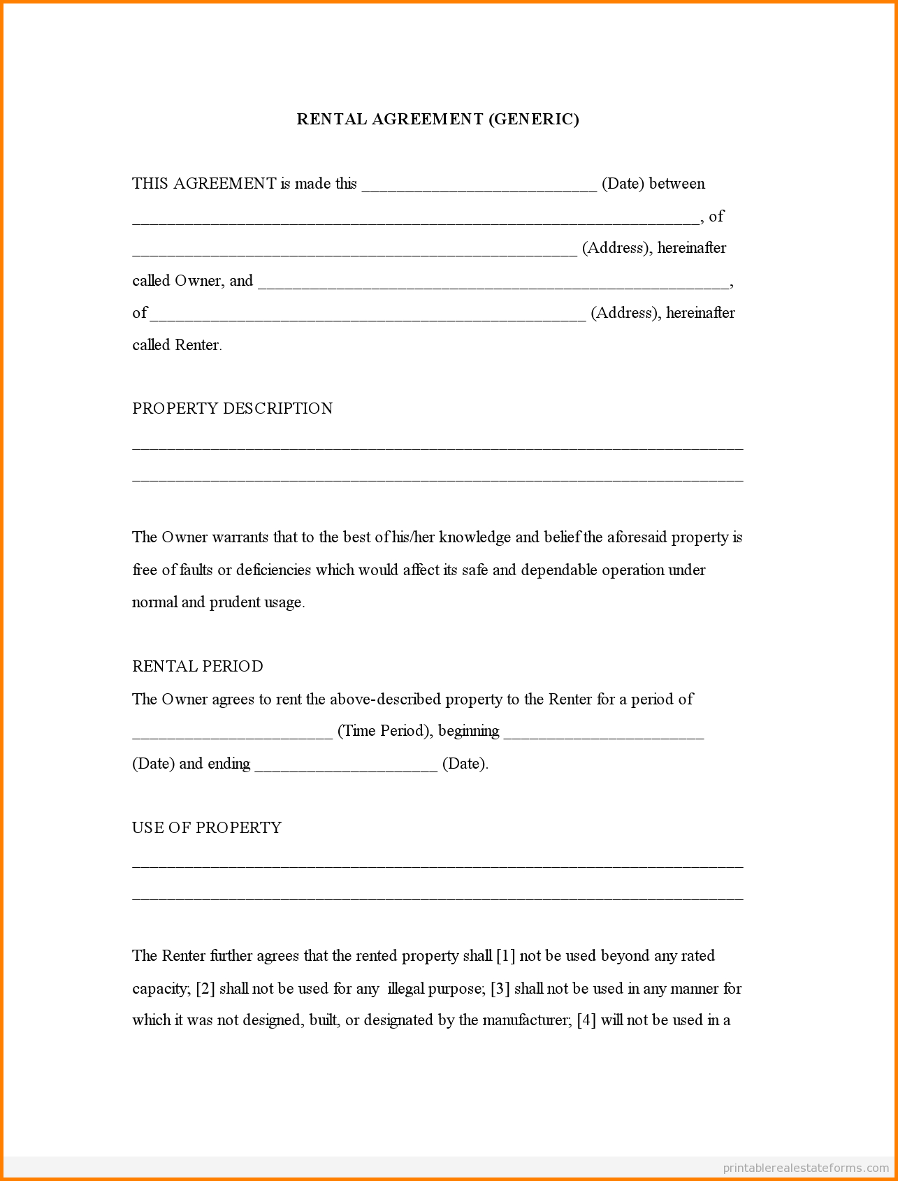 006 Template Ideas Printable Rental Agreement Free Lease Form 142669 - Free Printable Rental Agreement