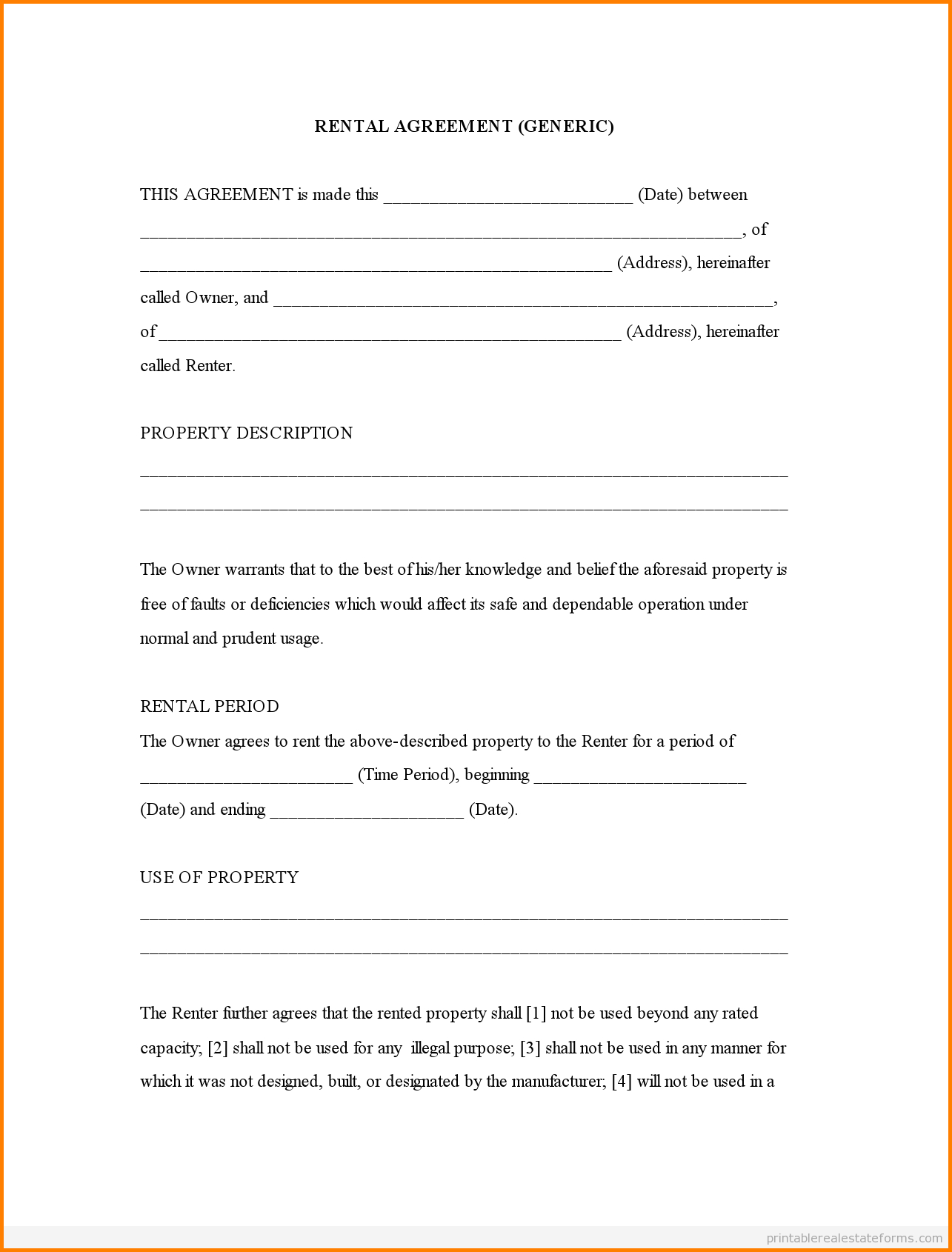 free printable rental agreement free printable