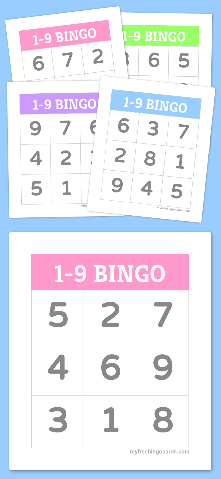 1-9 Bingo | Numbers | Bingo For Kids, Bingo, Free Printable Bingo Cards - Free Printable Bingo Cards With Numbers