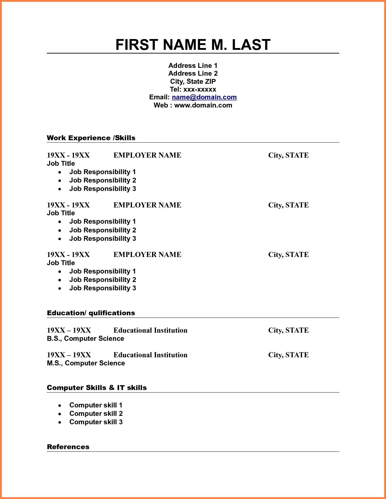 simple free resume templates