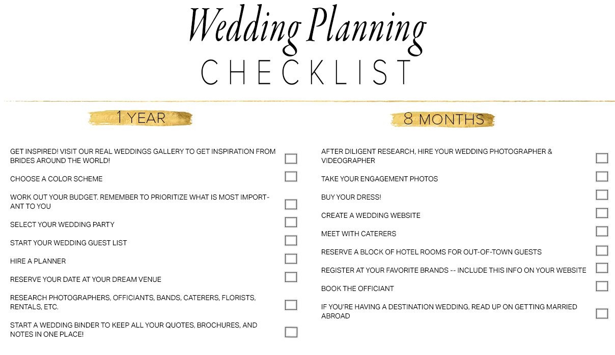 11 Free, Printable Wedding Planning Checklists - Free Printable Wedding Party List