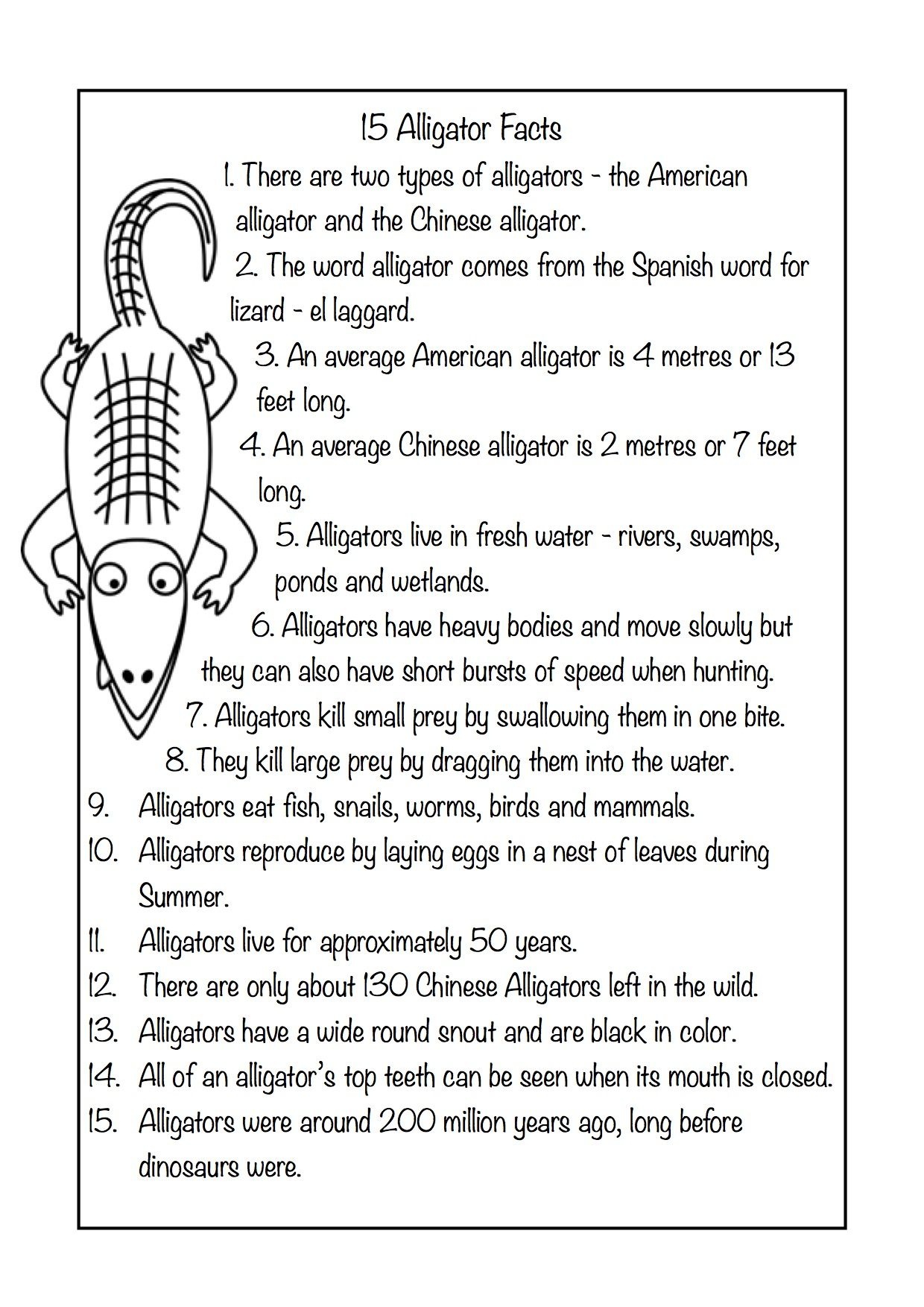15 Alligator Facts In A Printable Pdf That You Can Download Now And - Free Printable Reptile Worksheets