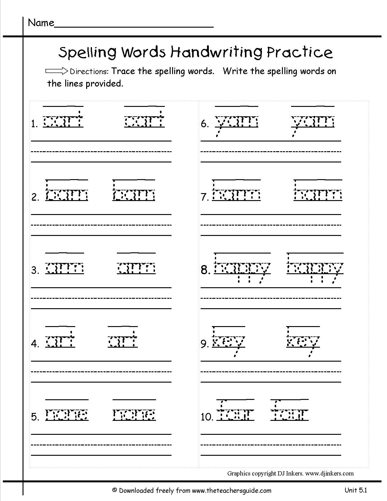 1St Grade Handwriting Practice Sheets Worksheets For All | Download - Free Printable Writing Sheets
