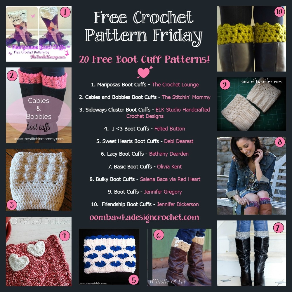 20 Free Boot Cuff Crochet Patterns! • Oombawka Design Crochet - Free Printable Crochet Patterns For Boot Cuffs