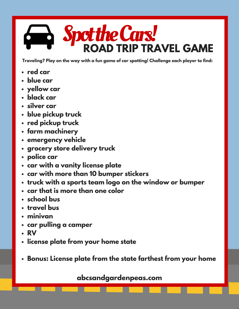 25+ Free Road Trip Printables For A Truly Fun Family Car Trip In - Free Printable Car Ride Games