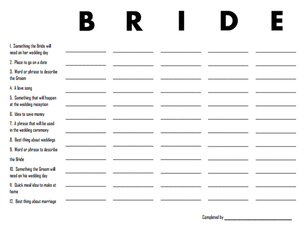 3 Free Printable Bridal Shower Games (That Are Actually Fun) | When - Scattergories Free Printable Sheets