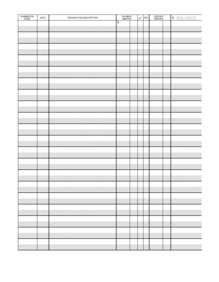Free Printable Blank Check Register Template