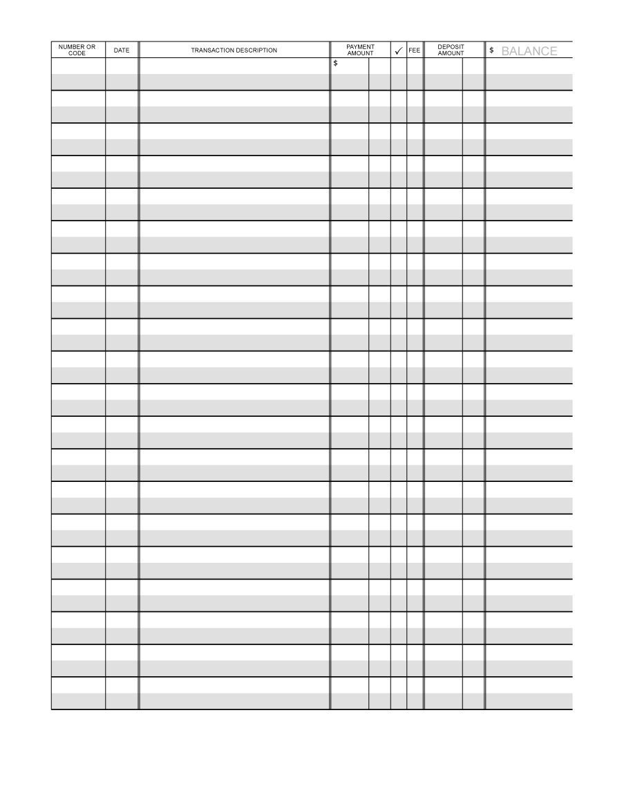 37 Checkbook Register Templates [100% Free, Printable] ᐅ Template Lab - Free Printable Blank Check Register Template