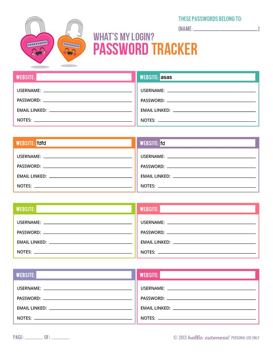39 Best Password List Templates (Word, Excel &amp;amp; Pdf) ᐅ Template Lab - Free Printable Password Organizer