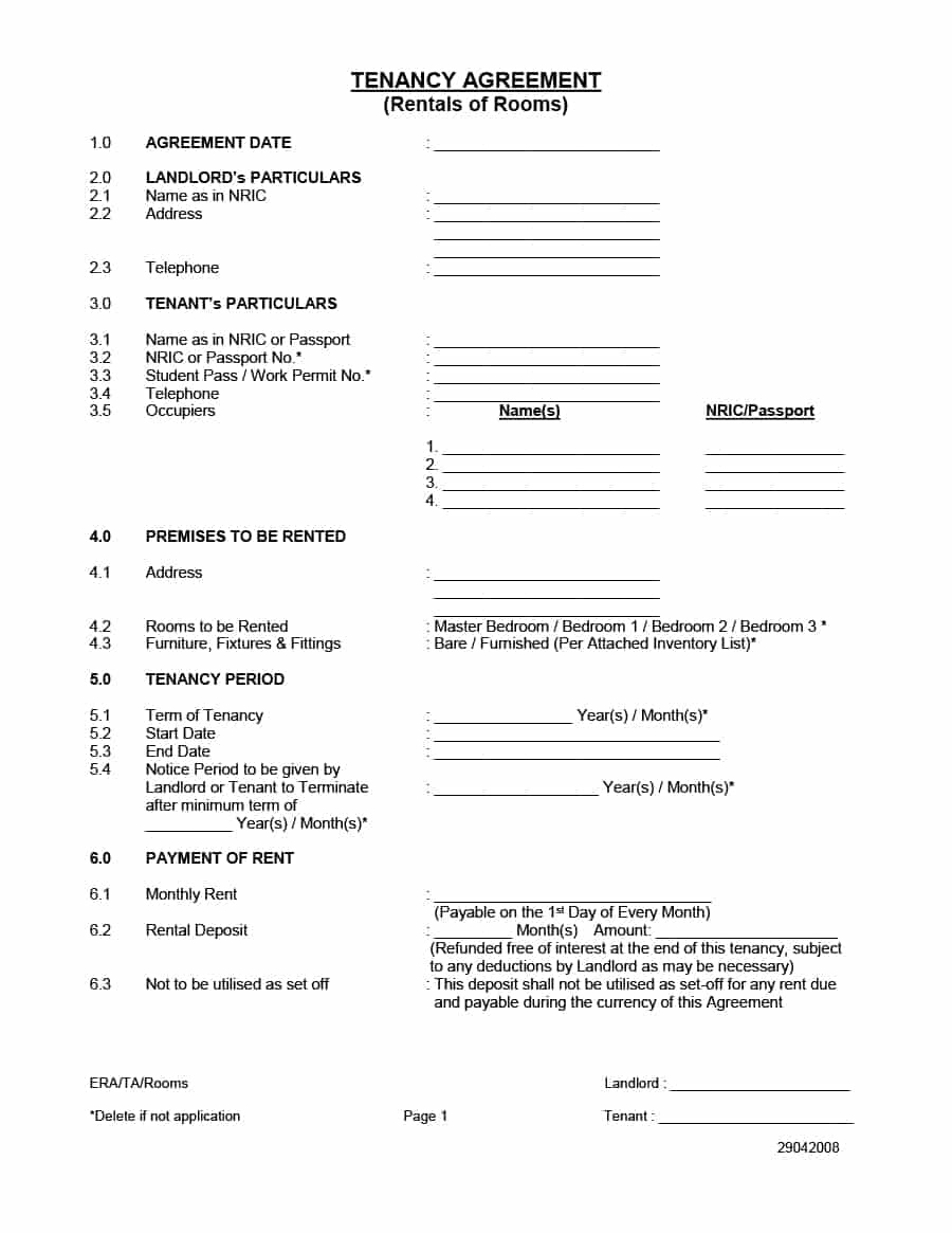 39 Simple Room Rental Agreement Templates - Template Archive - Free Printable Roommate Rental Agreement