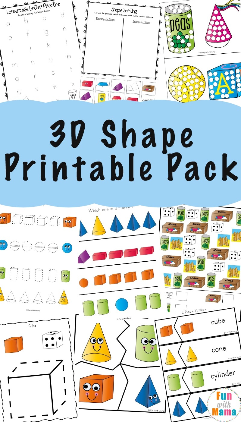 3D Shape Worksheets - Fun With Mama - 3D Shape Bingo Free Printable