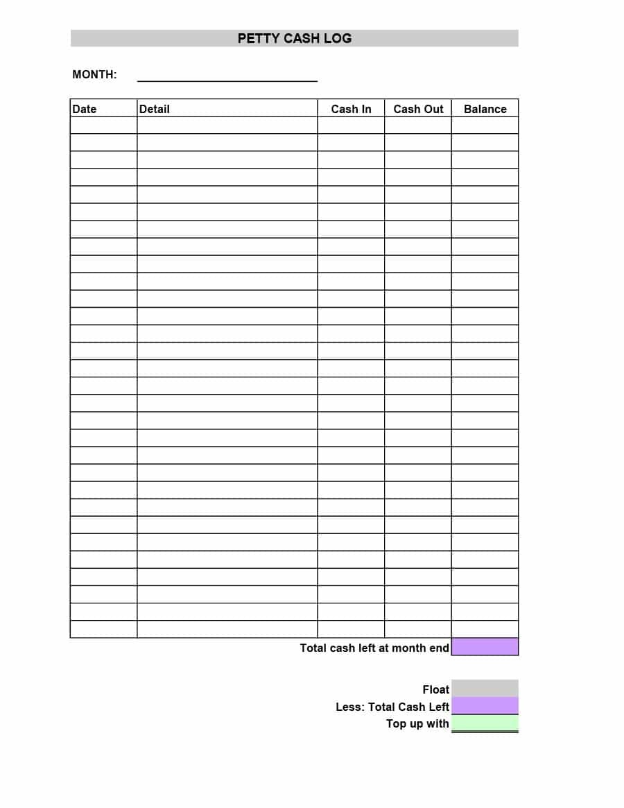 12 Petty Cash Log Template Examples Pdf Examples Free Printable 