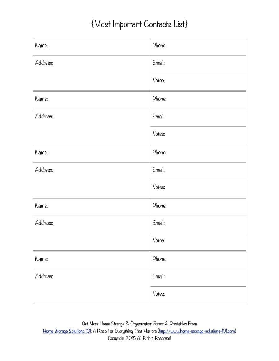 40 Phone &amp;amp; Email Contact List Templates [Word, Excel] ᐅ Template Lab - Free Printable Address Book Pages