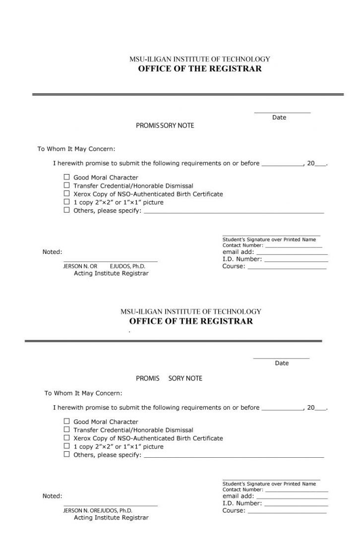Free Printable Promissory Note Contract