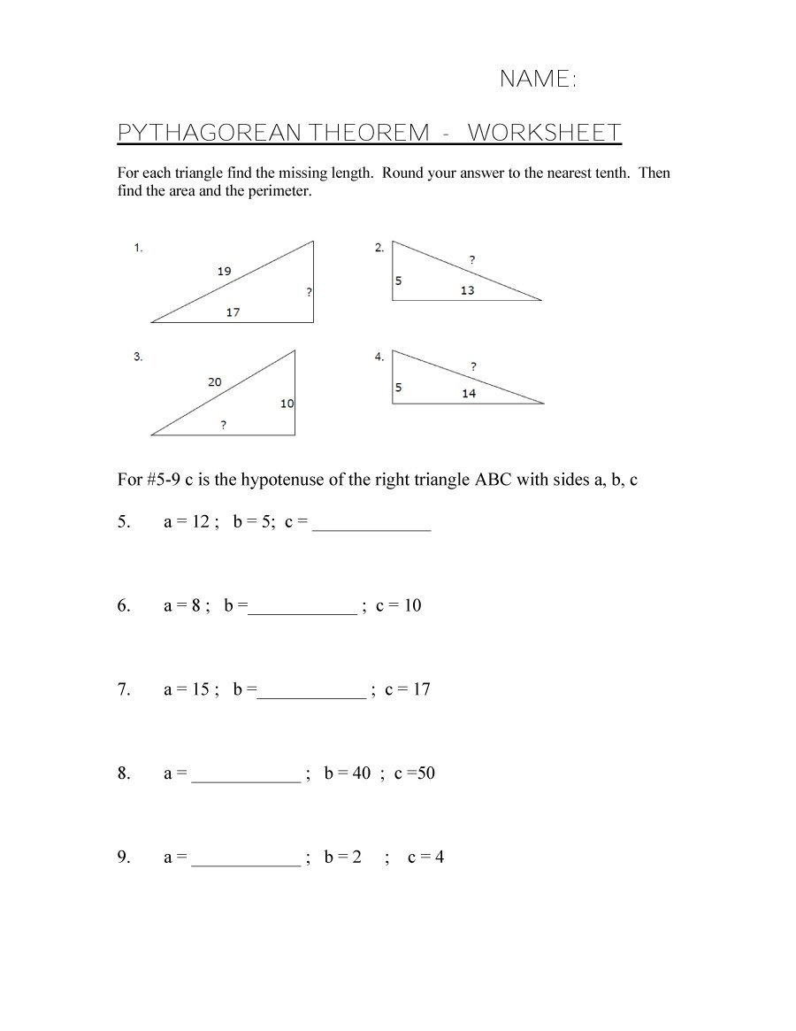 48 Pythagorean Theorem Worksheet With Answers [Word + Pdf] - Free Printable Pythagorean Theorem Worksheets