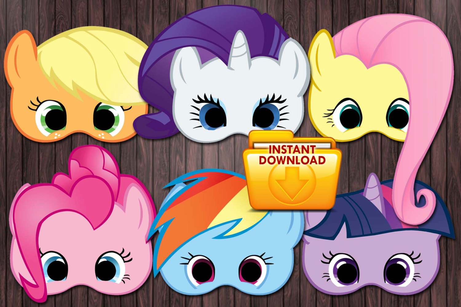 6 My Little Pony Printable Masks Birthday Party Custom Diy | Etsy - Free My Little Pony Printable Masks