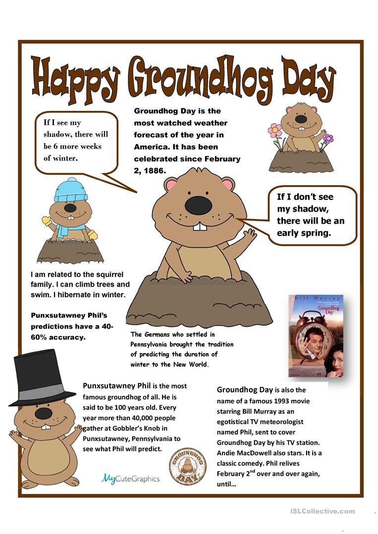 8 Free Esl Groundhog Day Worksheets - Free Printable Groundhog Day Reading Comprehension Worksheets
