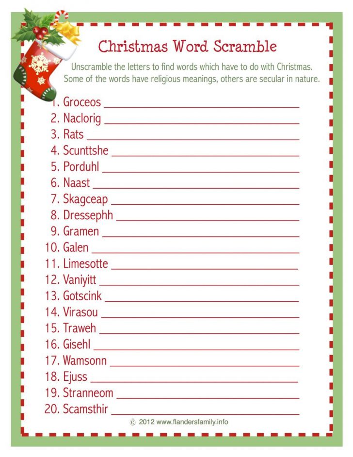 Free Printable Christmas Word Games For Adults