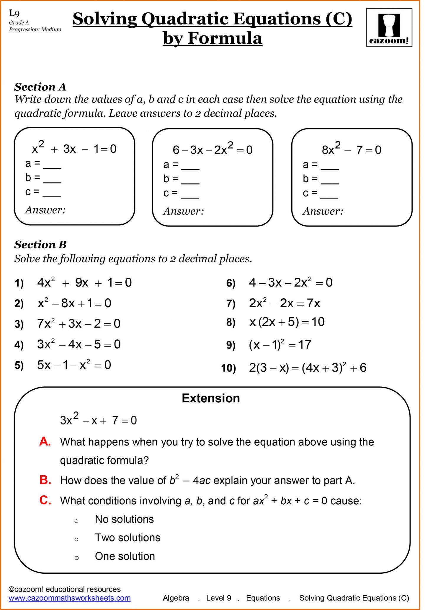 9Th Grade Algebra Worksheets Free Printable | Free Printable