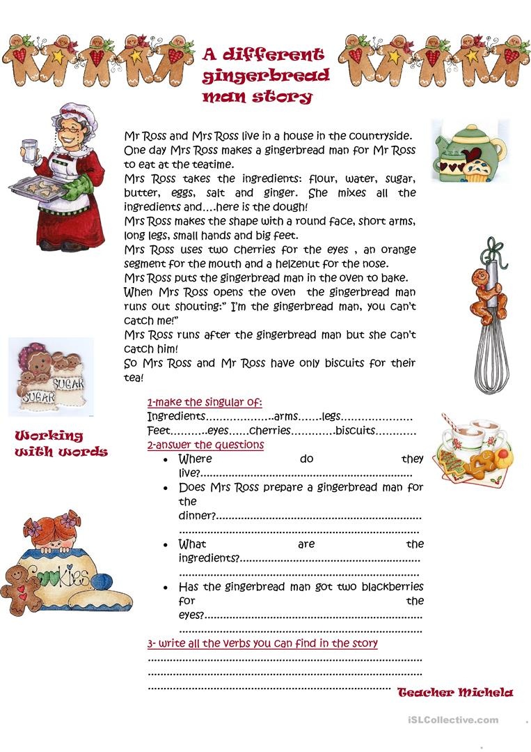 A Different Gingerbread Man Story Worksheet - Free Esl Printable - Free Printable Version Of The Gingerbread Man Story