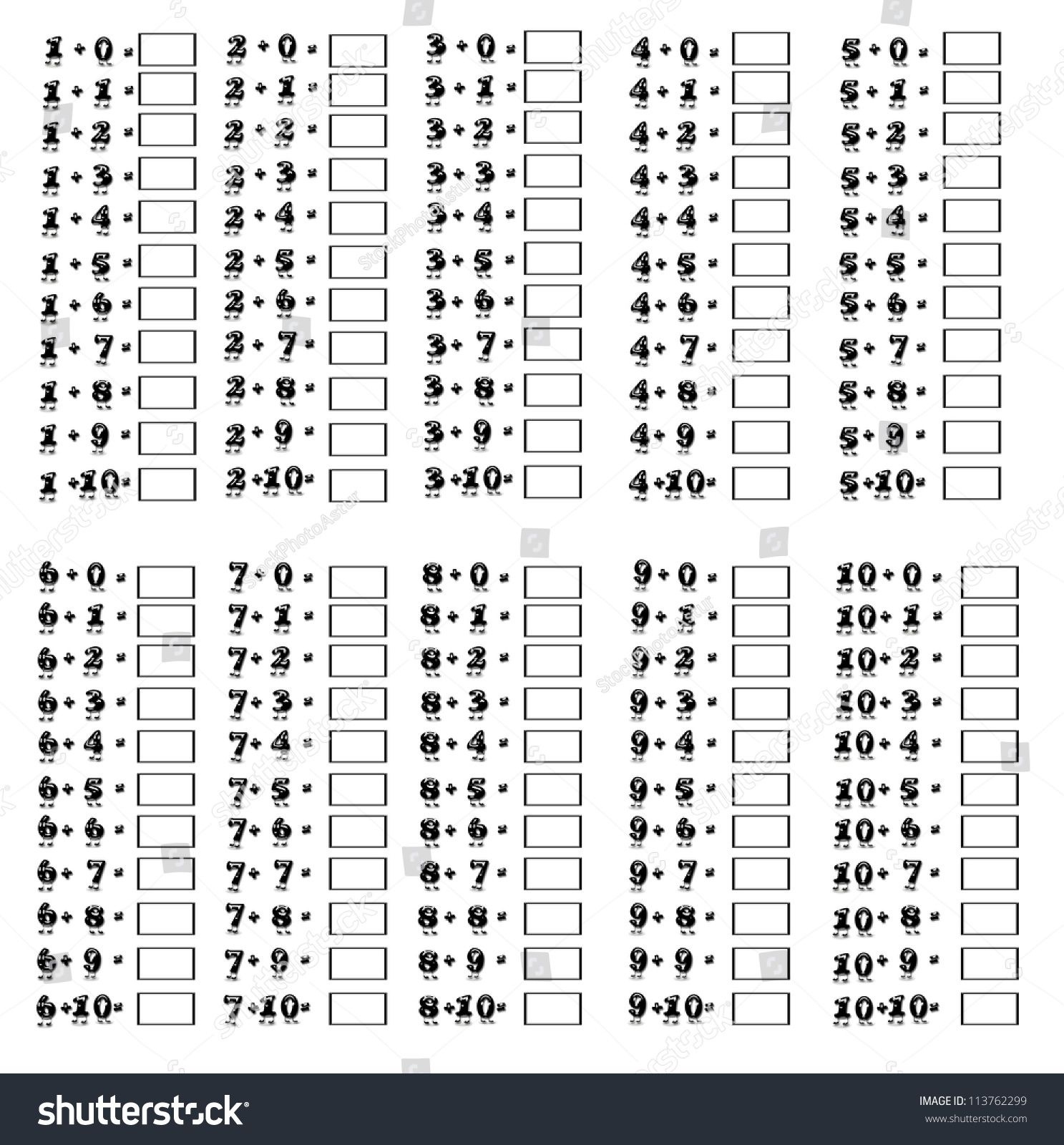 addition-tables-worksheets