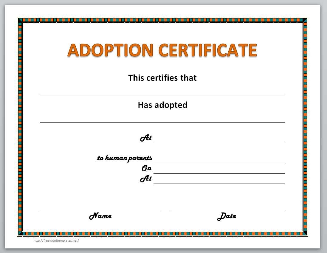 Adoption Certificate Template - Free Printable Adoption Certificate