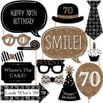Adult 70Th Birthday   Gold   Birthday Party Photo Booth Props Kit   Free Printable 70's Photo Booth Props