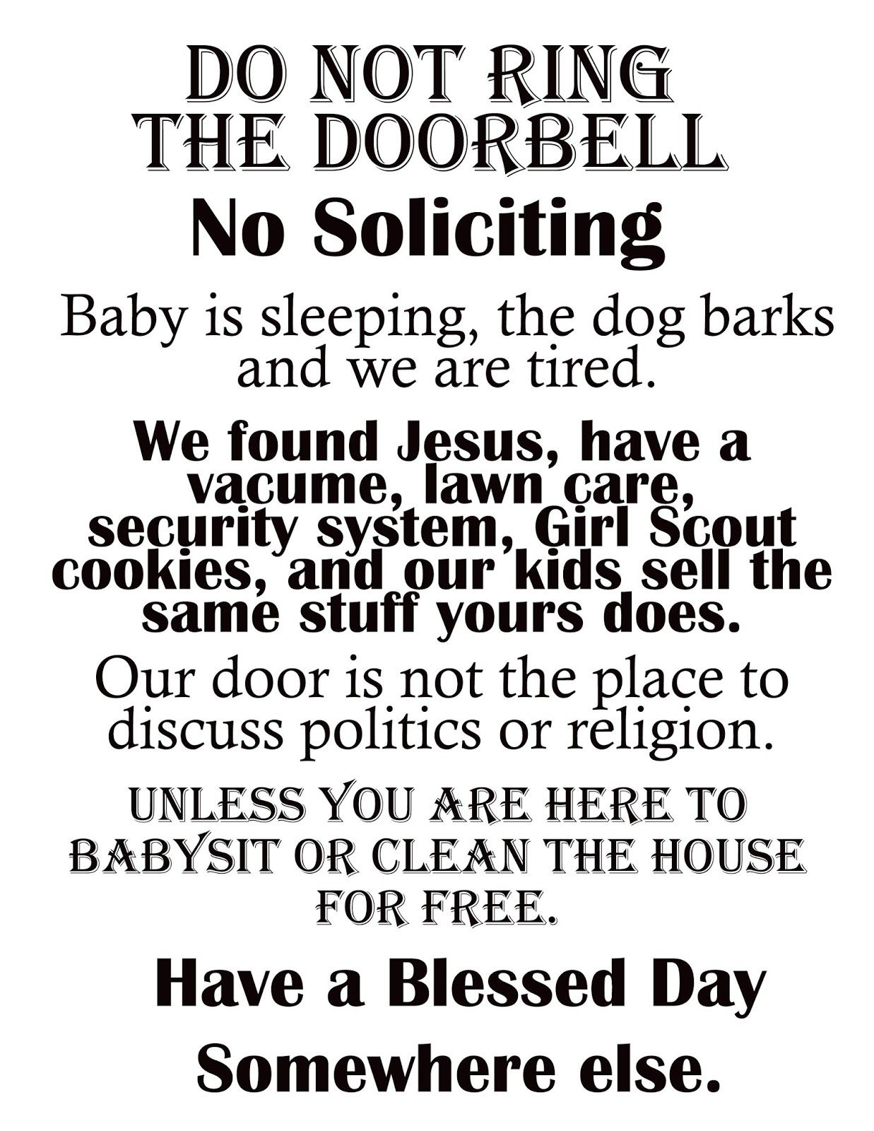 Afloat In The Deep Blue: Printable &amp;quot;no Soliciting&amp;quot; Sign. | Graphics - Free Printable No Soliciting Sign
