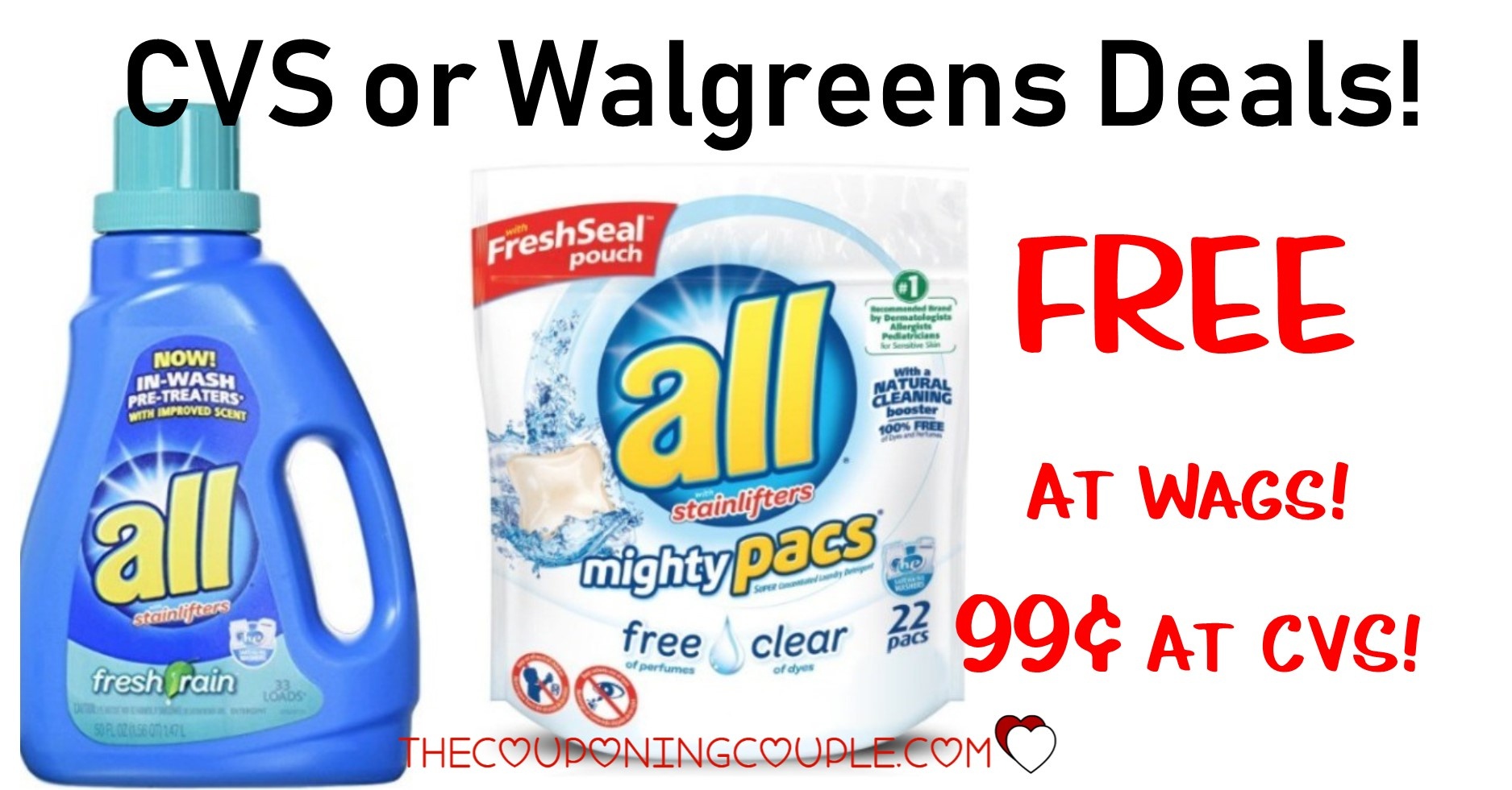 All Laundry Detergent Deal - Free At Walgreens Or $0.99 At Cvs! - Free All Detergent Printable Coupons