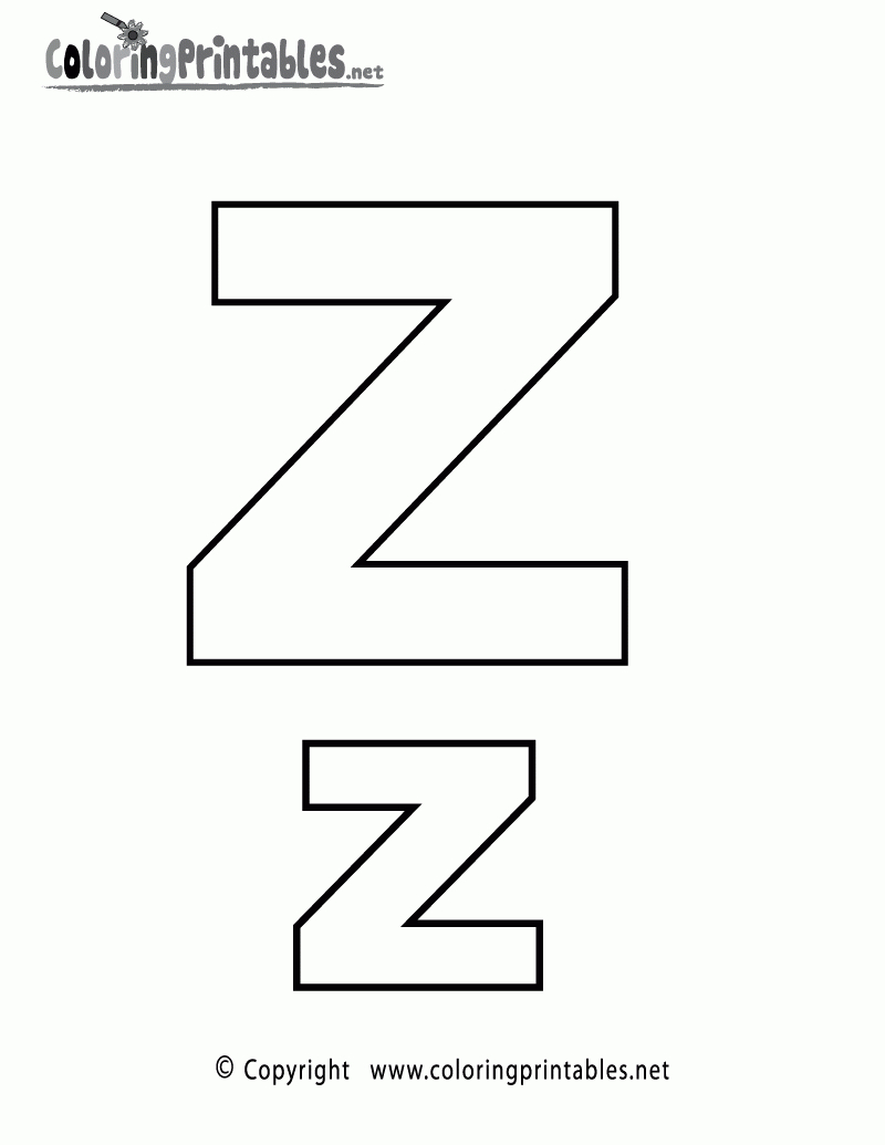 Alphabet Letter Z Coloring Page - A Free English Coloring Printable - Free Printable Alphabet Letters To Color