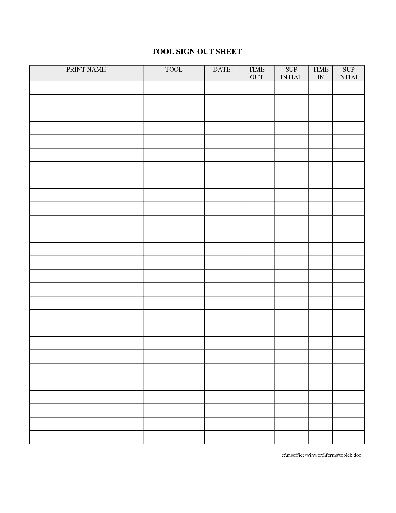 Army Tool Sign Out Sheet - Kaza.psstech.co - Free Printable Sign In And Out Sheets