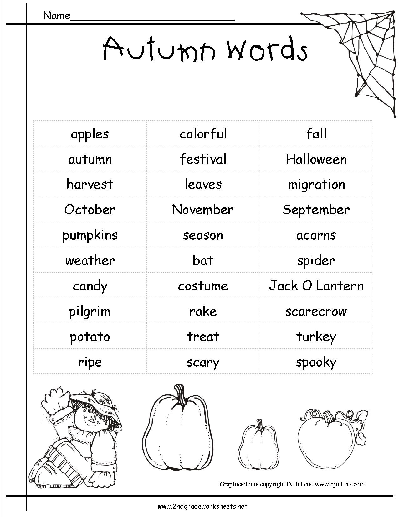 Free Printable Autumn Worksheets