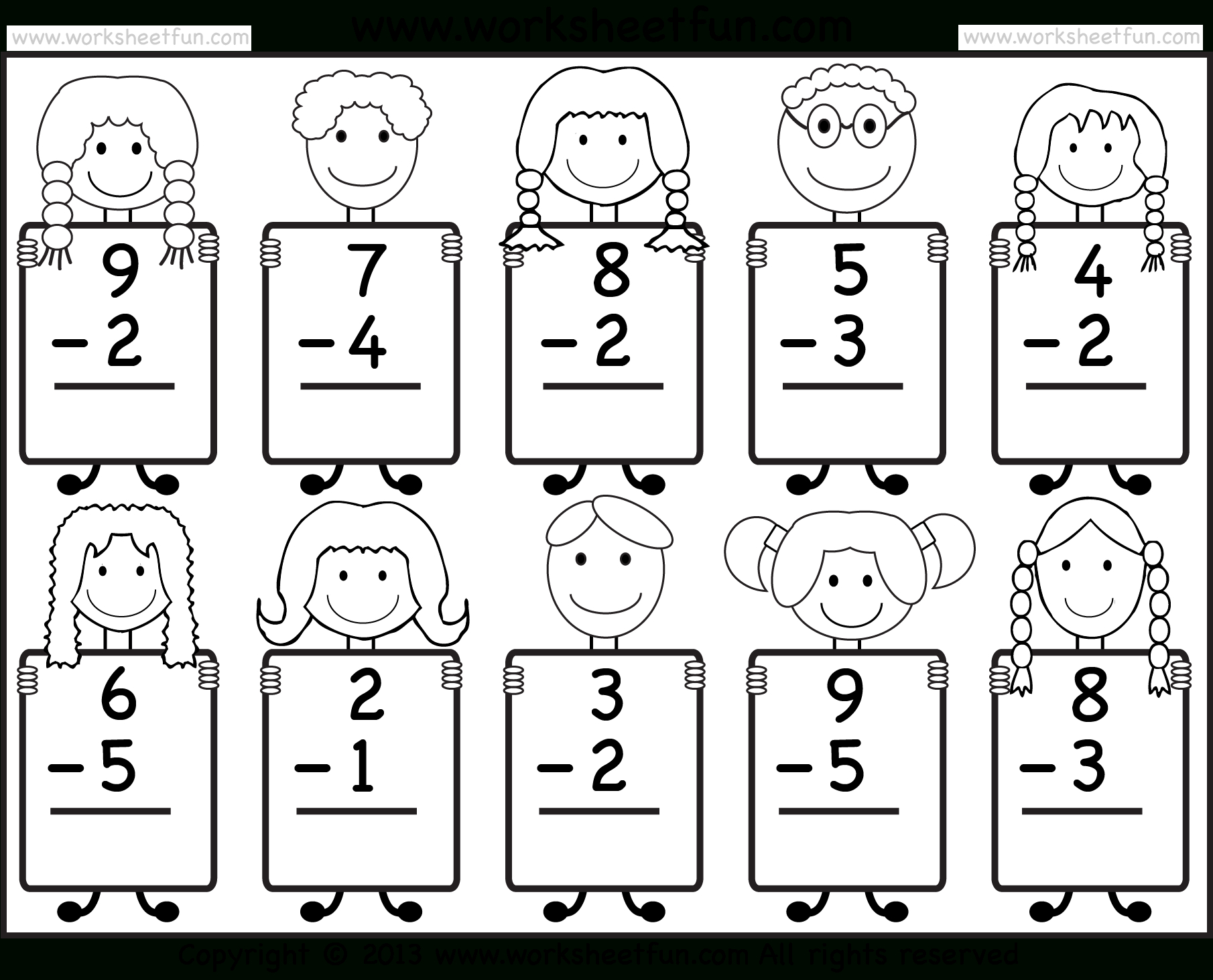 Beginner Subtraction – 10 Kindergarten Subtraction Worksheets / Free - Free Printable Subtraction Worksheets