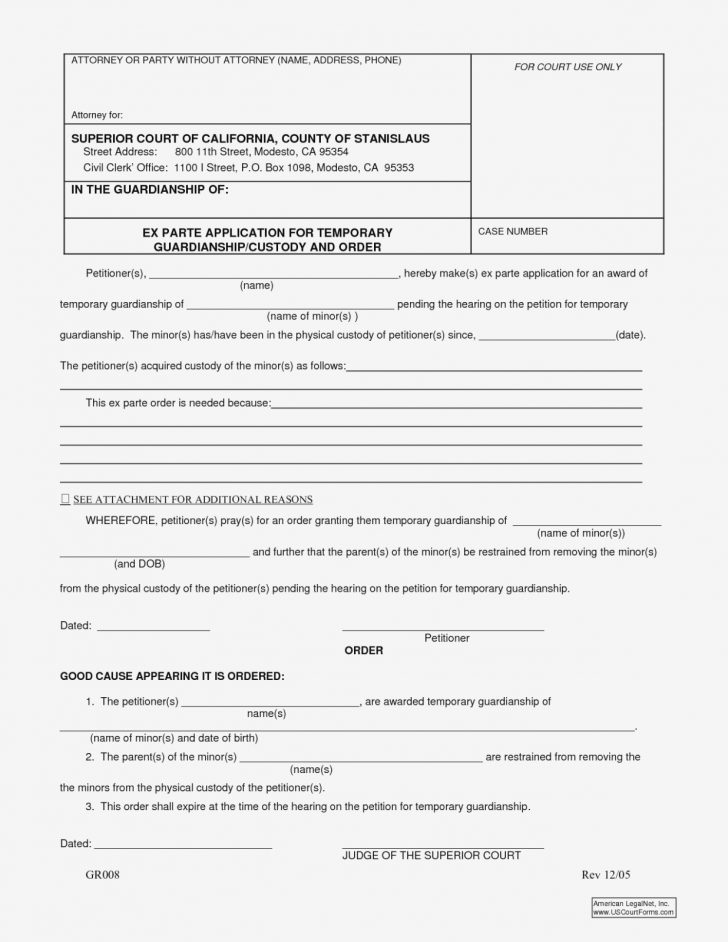 Free Printable Temporary Guardianship Form