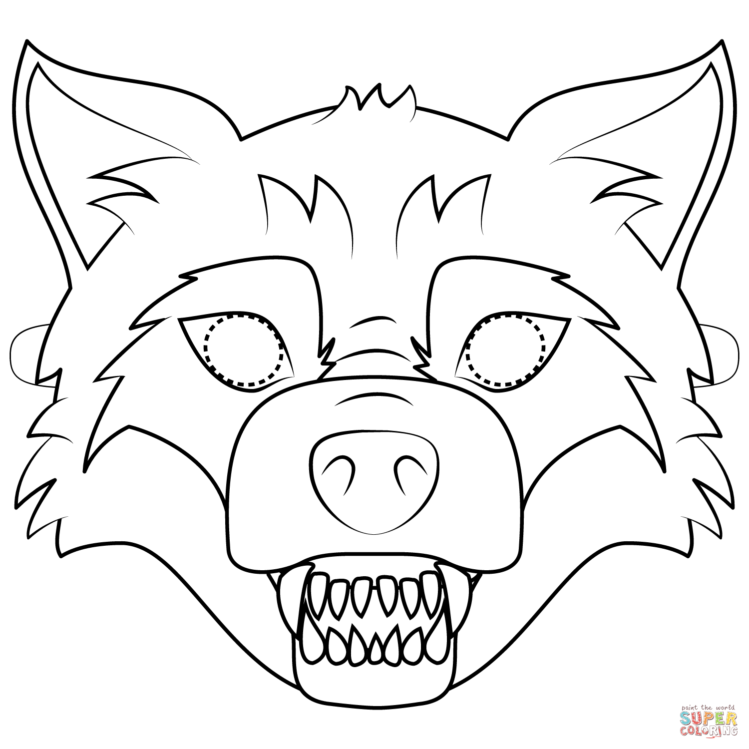 Big Bad Wolf Mask Coloring Page | Free Printable Coloring Pages - Free Printable Wolf Mask