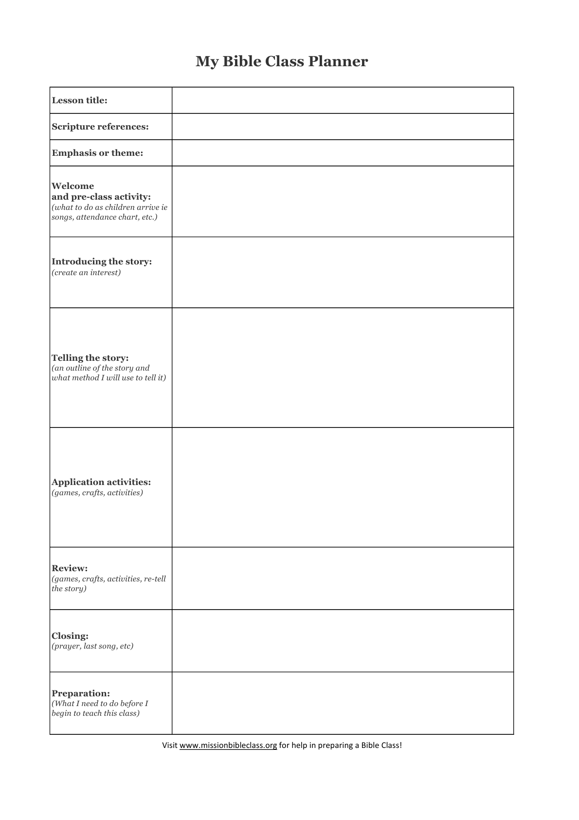 Blank Lesson Plan Templates To Print | Lesson Planning | Blank - Free Printable Bible Lessons For Youth