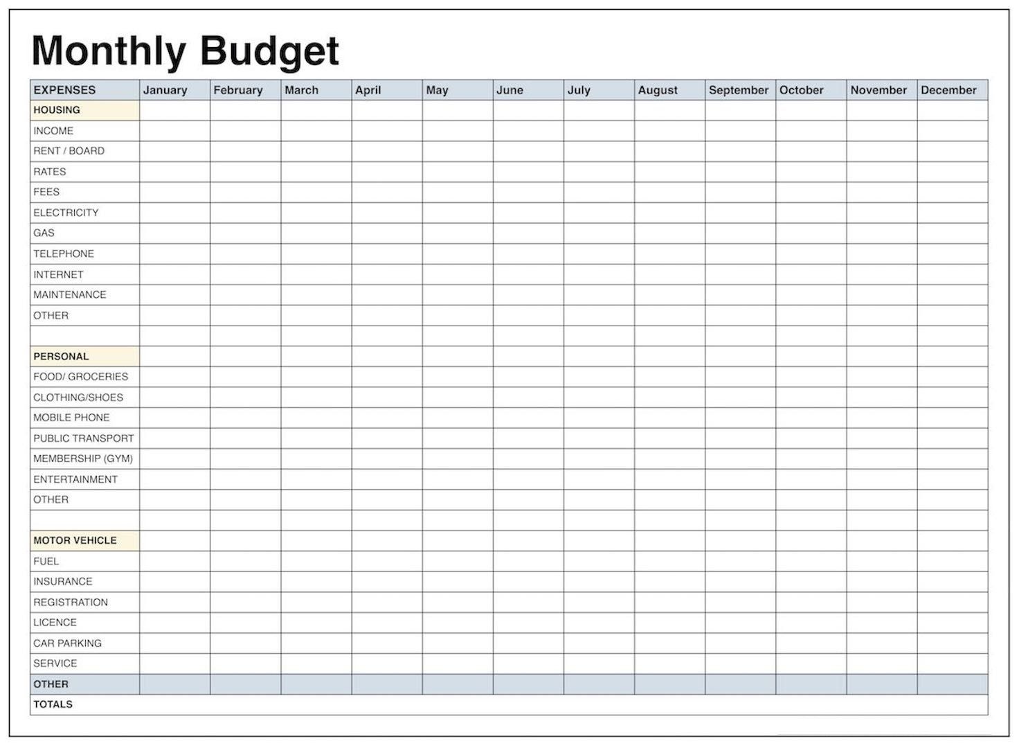 Blank Monthly Budget Template Pdf | Blank Templates | Budgeting - Free Printable Monthly Expense Sheet