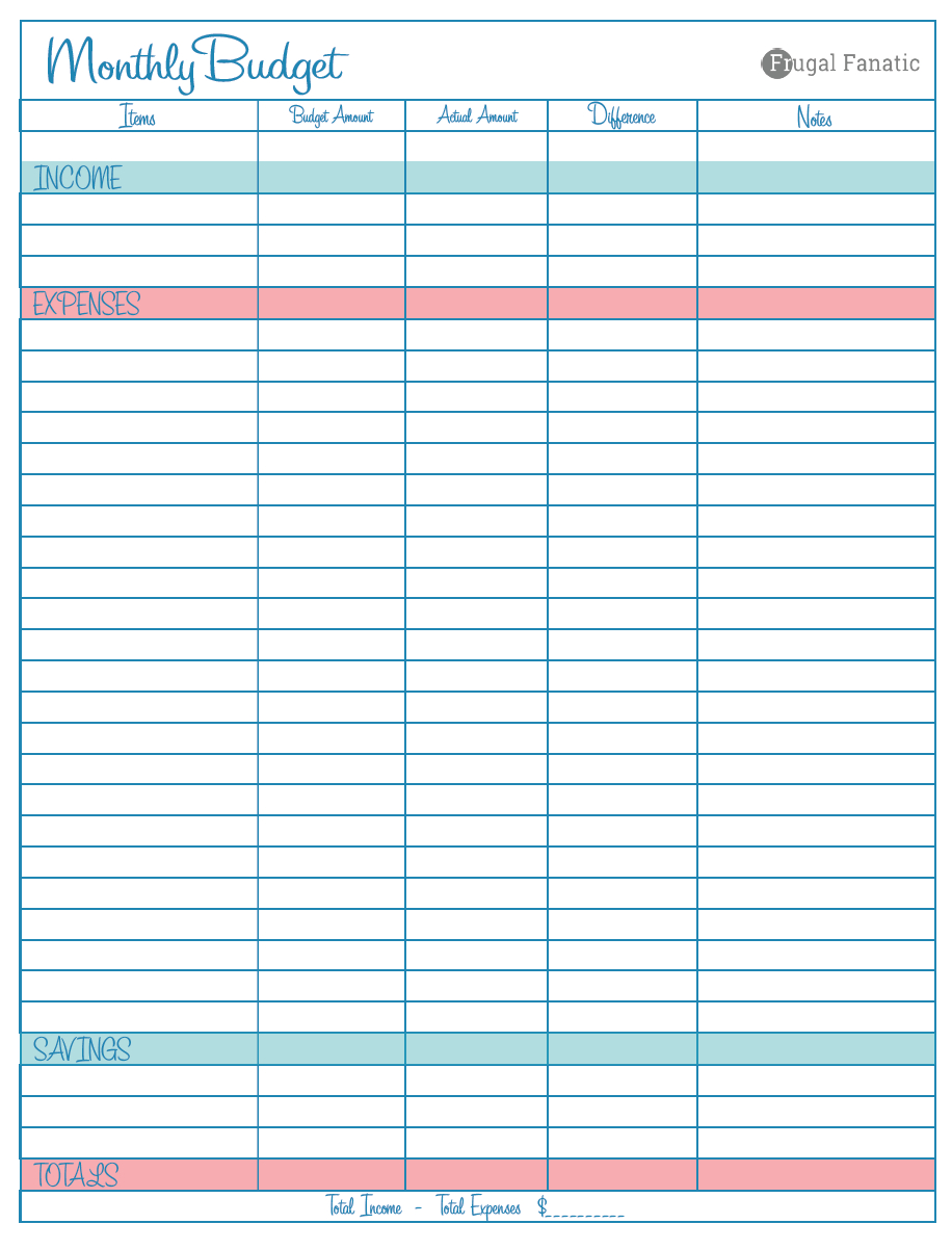 Blank Monthly Budget Worksheet | The Future | Monthly Budget - Free Printable Monthly Expense Sheet