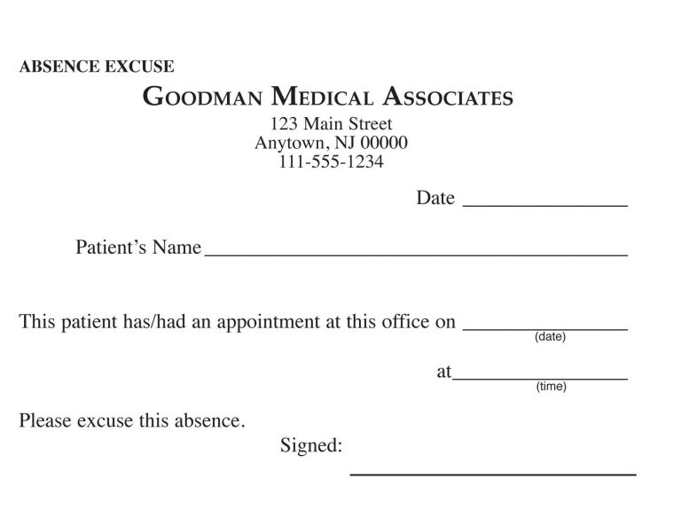 Blank Printable Doctor Excuse Form Keskes Printing Mds Free 