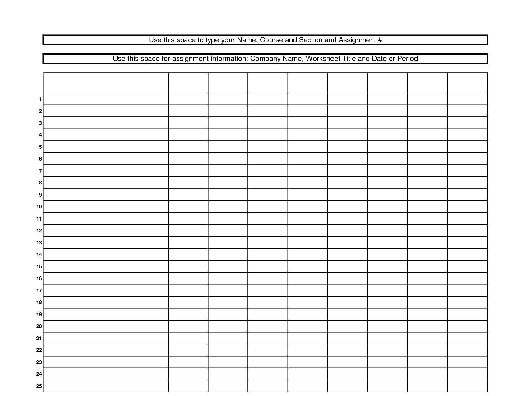 Blank+10+Column+Worksheet+Template | Clever House Ideas | Free - Free Printable Spreadsheet