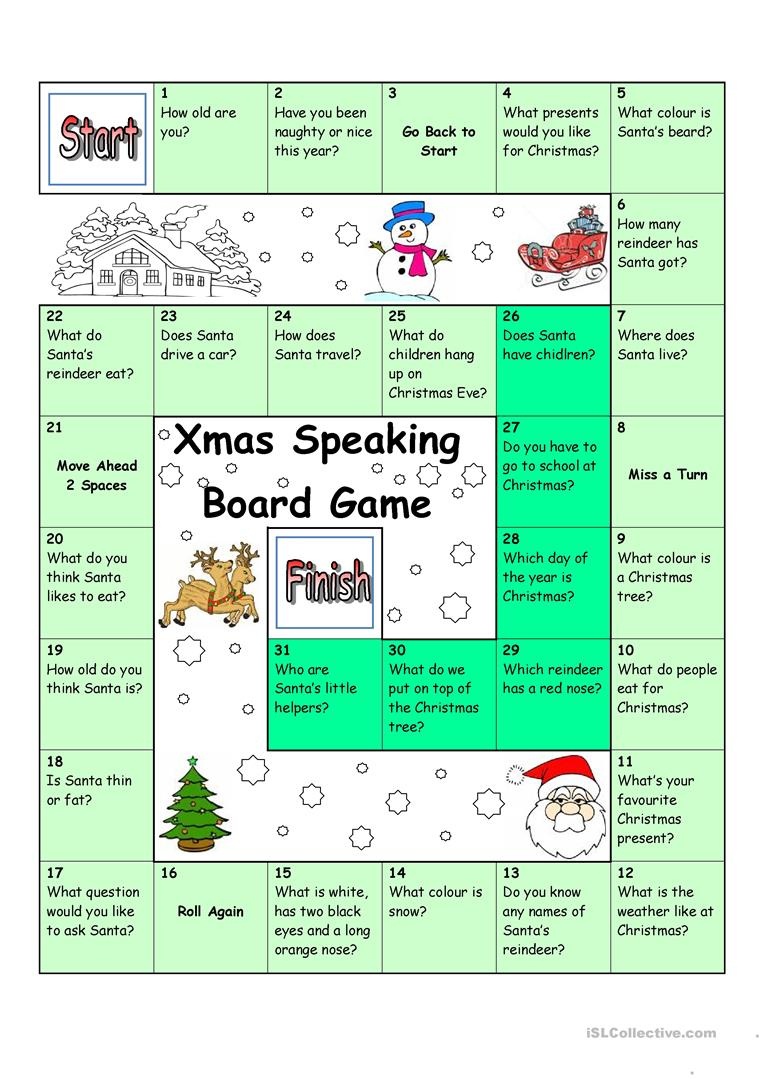 Board Game - Christmas &amp;amp; Santa Worksheet - Free Esl Printable - Free Printable Christmas Board Games