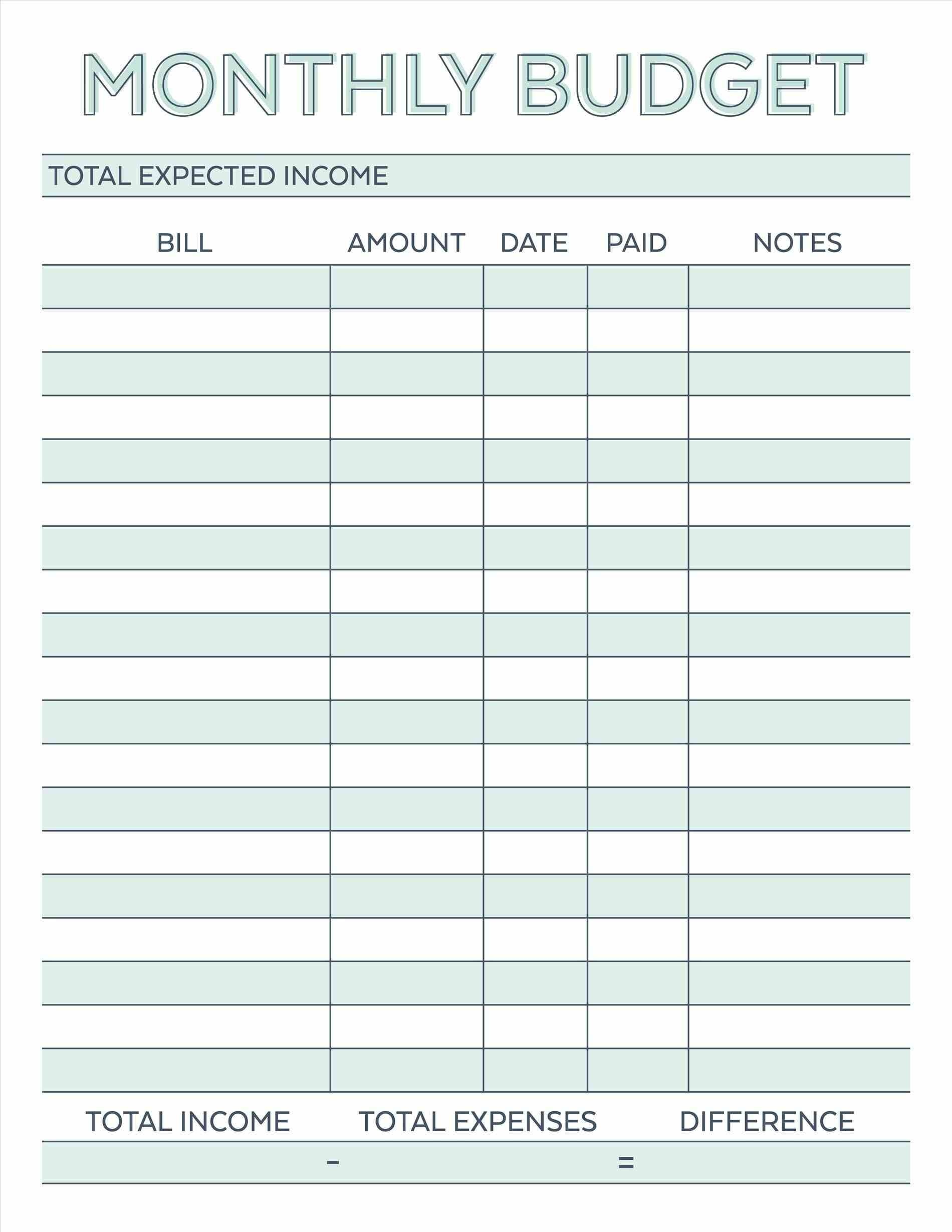 Budget Planner Planner Worksheet Monthly Bills Template Free - Free Printable Budget Forms