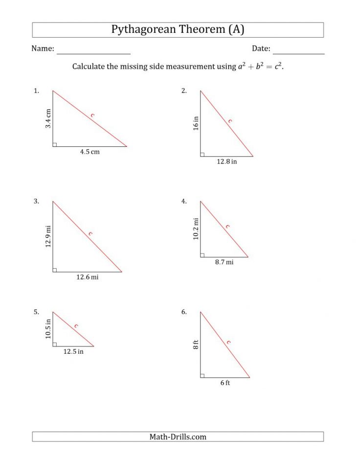 Free Printable Pythagorean Theorem Worksheets