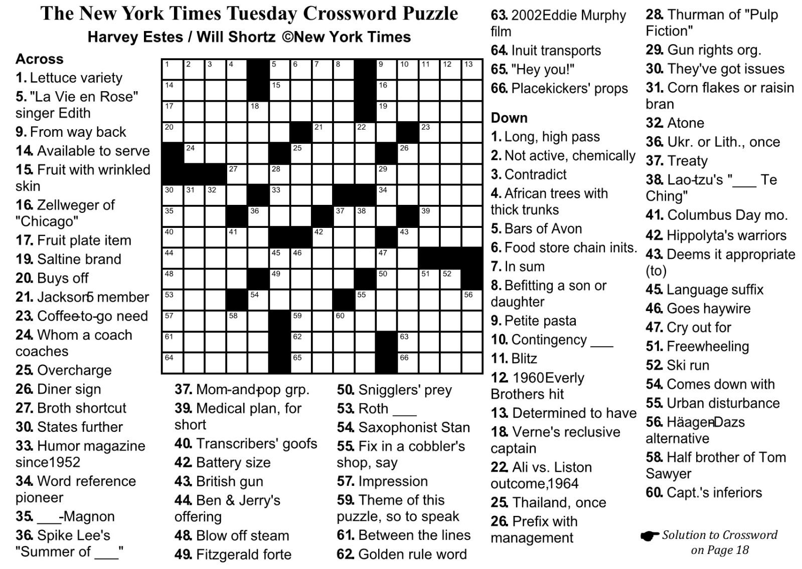 New York Times Sunday Crossword Printable Rtrs online New York 