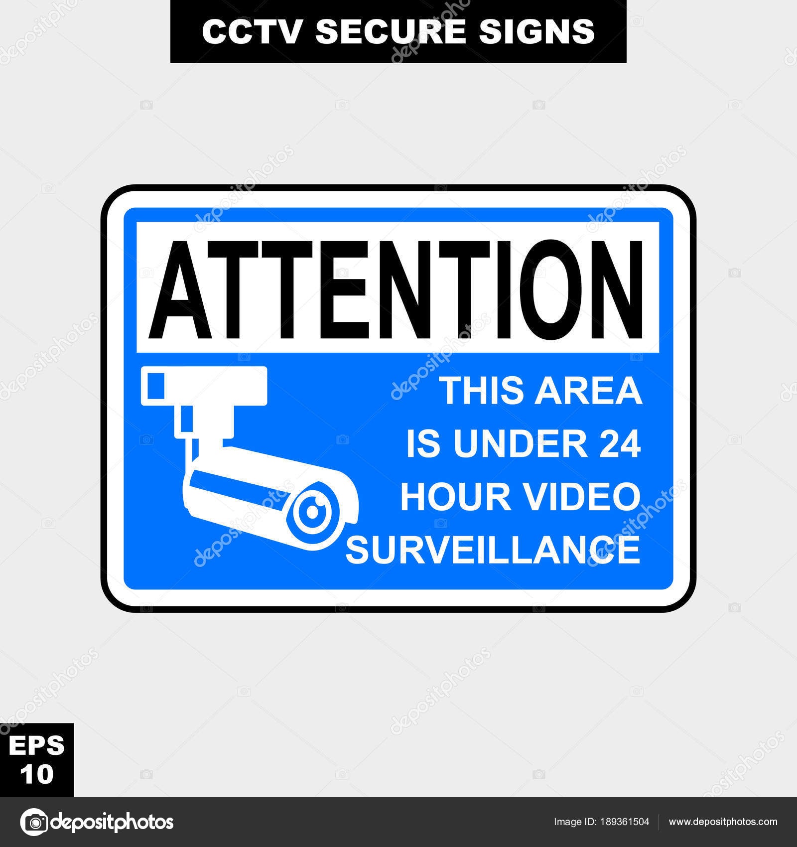 Cctv Alarm Monitored Hour Video Camera Sign Vector Style Version