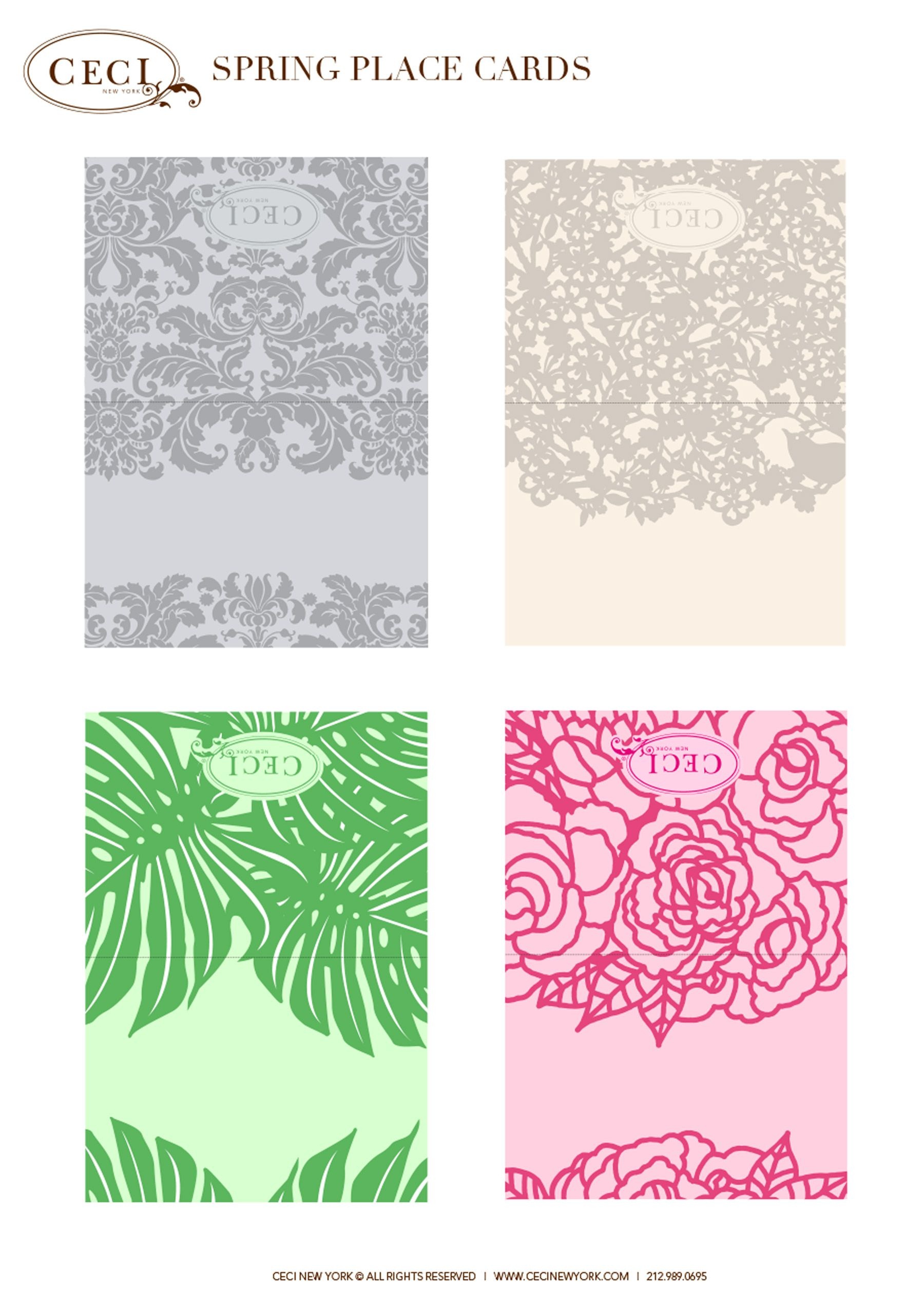 Cecistyle - Make This! - Ceci New York Spring Place Cards. #template - Free Printable Damask Place Cards