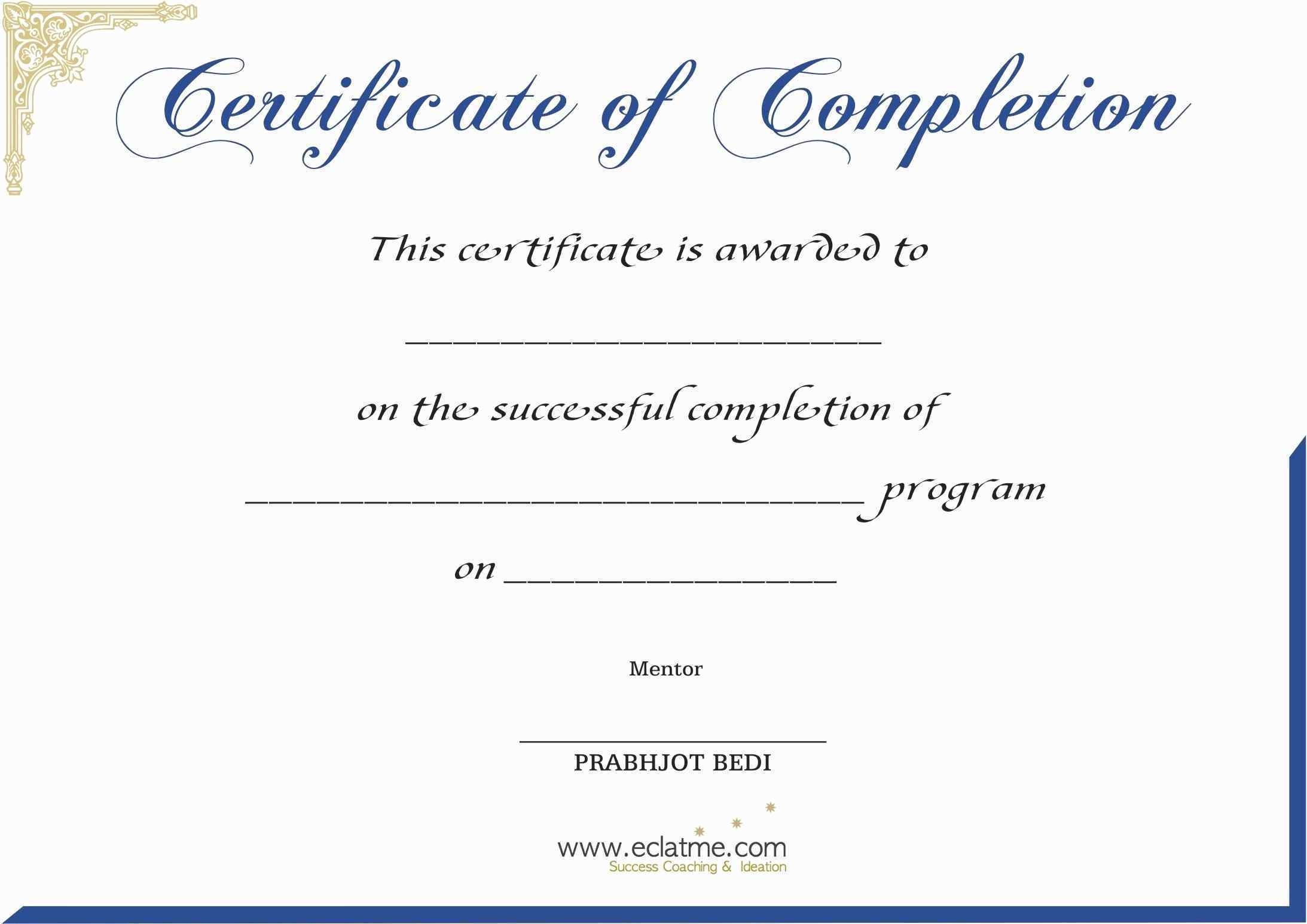 Certificate Of Completion Template Word Sarseh