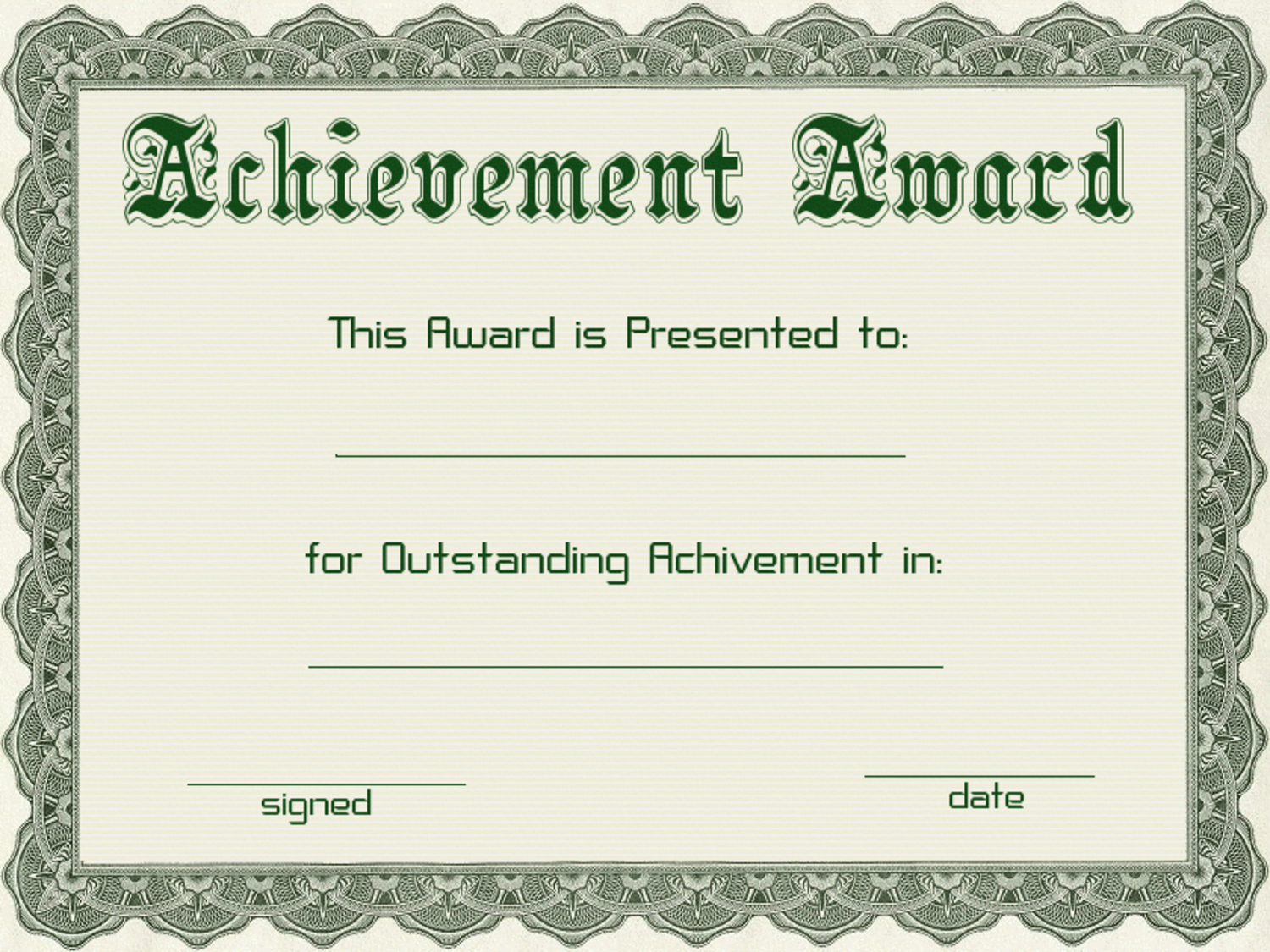 Free Printable Blank Award Certificate Templates